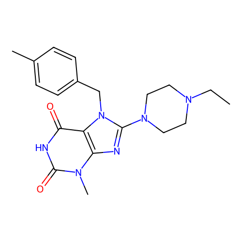 8-(4-ethylpiperazin-1-yl)-3-methyl-7-(4-methylbenzyl)-1H-purine-2,6(3H,7H)-dione structure