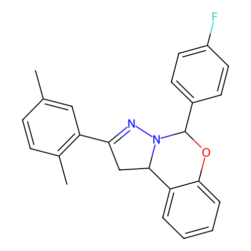2-(2,5-dimethylphenyl)-5-(4-fluorophenyl)-1,10b-dihydropyrazolo[1,5-c][1,3]benzoxazine structure
