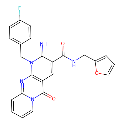 1-(4-fluorobenzyl)-N-(furan-2-ylmethyl)-2-imino-5-oxo-1,5-dihydro-2H-dipyrido[1,2-a:2',3'-d]pyrimidine-3-carboxamide structure