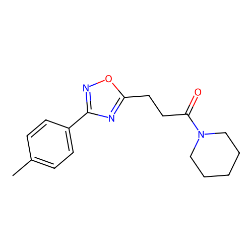 3-[3-(4-Methylphenyl)-1,2,4-oxadiazol-5-yl]-1-piperidin-1-ylpropan-1-one structure