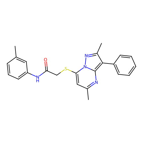 2-((2,5-dimethyl-3-phenylpyrazolo[1,5-a]pyrimidin-7-yl)thio)-N-(m-tolyl)acetamide structure