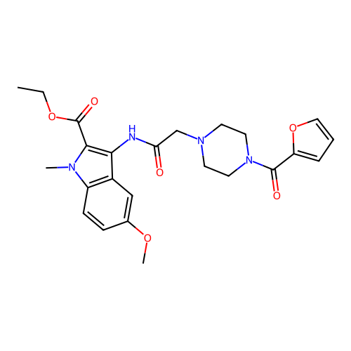 ethyl 3-({[4-(furan-2-ylcarbonyl)piperazin-1-yl]acetyl}amino)-5-methoxy-1-methyl-1H-indole-2-carboxylate structure