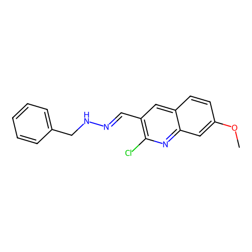 3-[(E)-(2-benzylhydrazinylidene)methyl]-2-chloro-7-methoxyquinoline structure