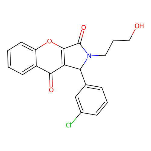 1-(3-chlorophenyl)-2-(3-hydroxypropyl)-1,2-dihydrochromeno[2,3-c]pyrrole-3,9-dione structure