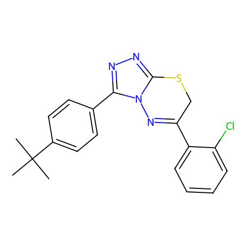 3-(4-tert-butylphenyl)-6-(2-chlorophenyl)-7H-[1,2,4]triazolo[3,4-b][1,3,4]thiadiazine structure