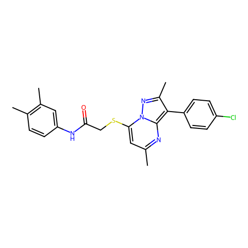 2-{[3-(4-chlorophenyl)-2,5-dimethylpyrazolo[1,5-a]pyrimidin-7-yl]sulfanyl}-N-(3,4-dimethylphenyl)acetamide structure
