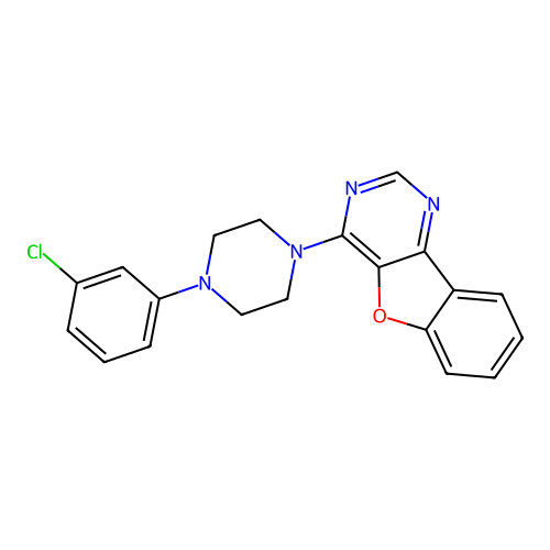 4-[4-(3-Chlorophenyl)piperazin-1-yl][1]benzofuro[3,2-d]pyrimidine structure