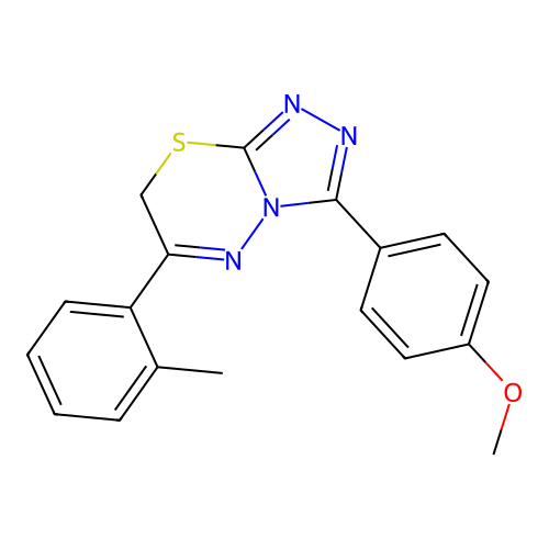 3-(4-methoxyphenyl)-6-(2-methylphenyl)-7H-[1,2,4]triazolo[3,4-b][1,3,4]thiadiazine structure