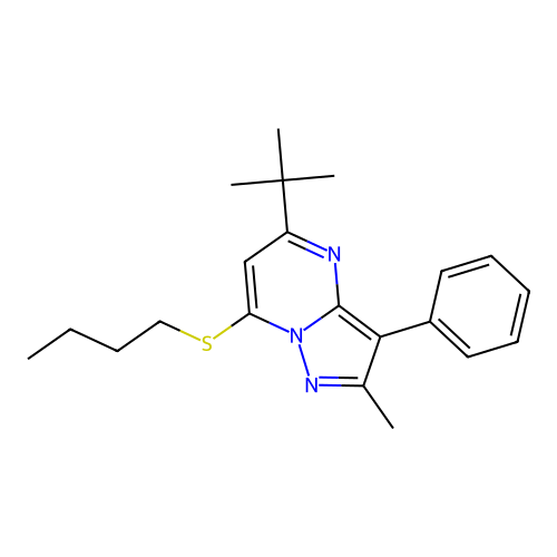 5-Tert-butyl-7-(butylsulfanyl)-2-methyl-3-phenylpyrazolo[1,5-a]pyrimidine structure