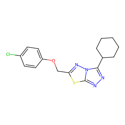 6-[(4-Chlorophenoxy)methyl]-3-cyclohexyl[1,2,4]triazolo[3,4-b][1,3,4]thiadiazole structure