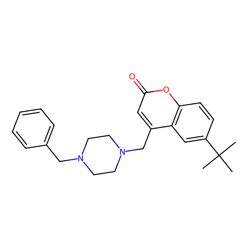4-[(4-benzylpiperazin-1-yl)methyl]-6-tert-butyl-2H-chromen-2-one structure