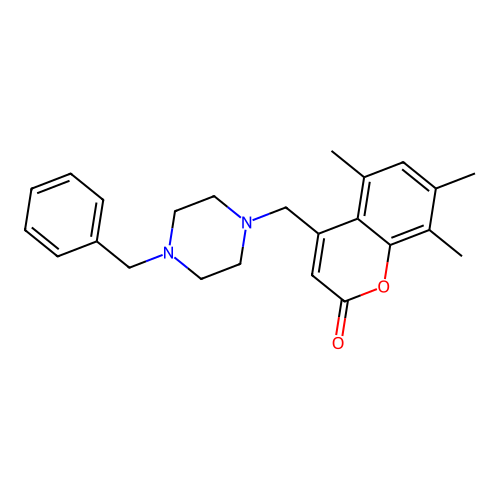 4-[(4-benzylpiperazin-1-yl)methyl]-5,7,8-trimethyl-2H-chromen-2-one structure