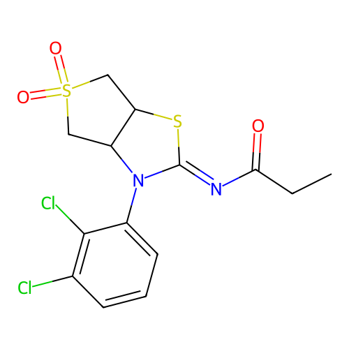 (Z)-N-(3-(2,3-dichlorophenyl)-5,5-dioxidotetrahydrothieno[3,4-d]thiazol-2(3H)-ylidene)propionamide structure