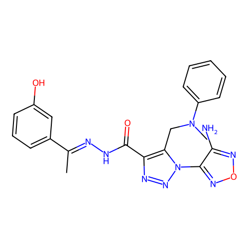 (E)-1-(4-amino-1,2,5-oxadiazol-3-yl)-N'-(1-(3-hydroxyphenyl)ethylidene)-5-((methyl(phenyl)amino)methyl)-1H-1,2,3-triazole-4-carbohydrazide structure