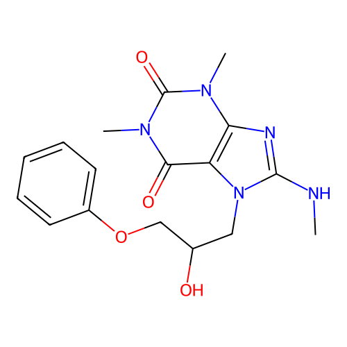 7-(2-Hydroxy-3-phenoxypropyl)-1,3-dimethyl-8-(methylamino)purine-2,6-dione structure