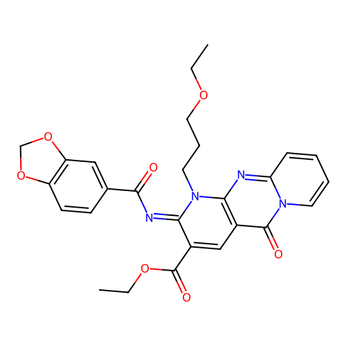 (Z)-ethyl 2-((benzo[d][1,3]dioxole-5-carbonyl)imino)-1-(3-ethoxypropyl)-5-oxo-2,5-dihydro-1H-dipyrido[1,2-a:2',3'-d]pyrimidine-3-carboxylate structure