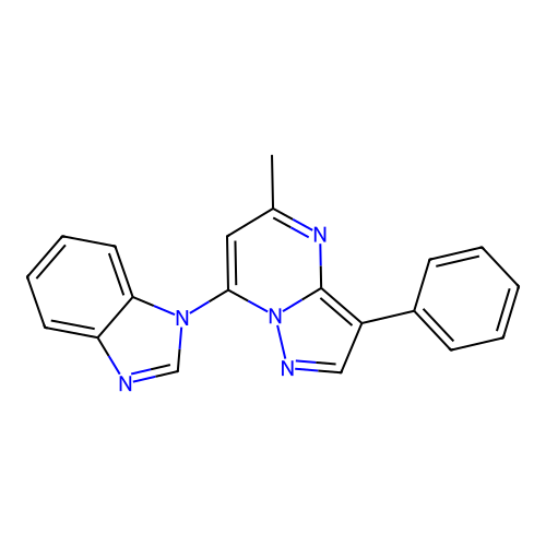 7-(1H-benzimidazol-1-yl)-5-methyl-3-phenylpyrazolo[1,5-a]pyrimidine structure