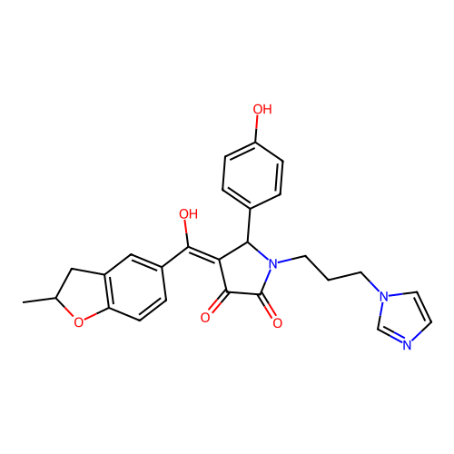 3-hydroxy-5-(4-hydroxyphenyl)-1-[3-(1H-imidazol-1-yl)propyl]-4-(2-methyl-2,3-dihydro-1-benzofuran-5-carbonyl)-2,5-dihydro-1H-pyrrol-2-one structure