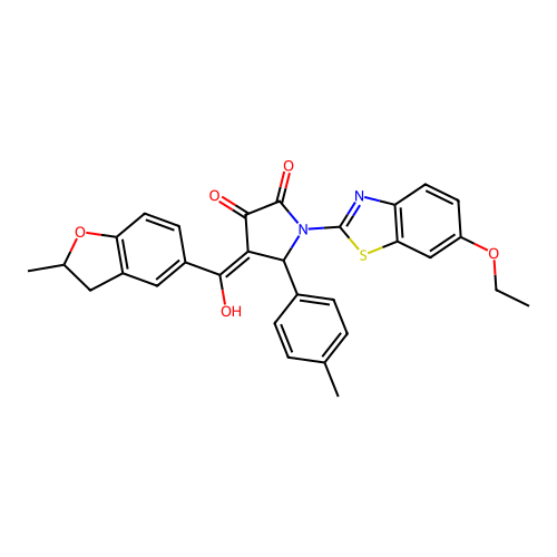 (4E)-1-(6-ethoxy-1,3-benzothiazol-2-yl)-4-[hydroxy(2-methyl-2,3-dihydro-1-benzofuran-5-yl)methylidene]-5-(4-methylphenyl)pyrrolidine-2,3-dione structure