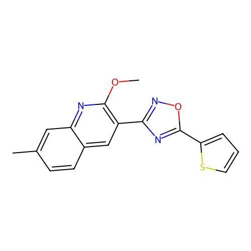 2-Methoxy-7-methyl-3-[5-(thiophen-2-yl)-1,2,4-oxadiazol-3-yl]quinoline structure