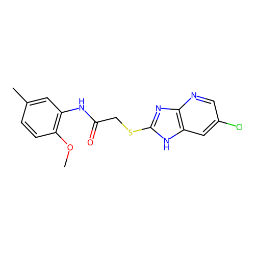 2-[(6-chloro-1H-imidazo[4,5-b]pyridin-2-yl)sulfanyl]-N-(2-methoxy-5-methylphenyl)acetamide structure