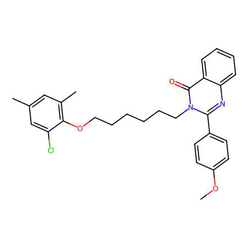 3-(6-(2-chloro-4,6-dimethylphenoxy)hexyl)-2-(4-methoxyphenyl)quinazolin-4(3H)-one structure