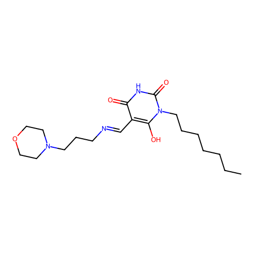 1-heptyl-5-[(3-morpholin-4-ylpropylamino)methylidene]-1,3-diazinane-2,4,6-trione structure