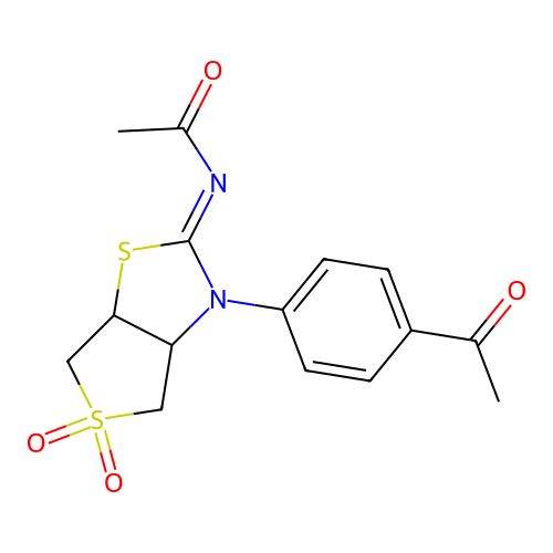 (Z)-N-(3-(4-acetylphenyl)-5,5-dioxidotetrahydrothieno[3,4-d]thiazol-2(3H)-ylidene)acetamide structure