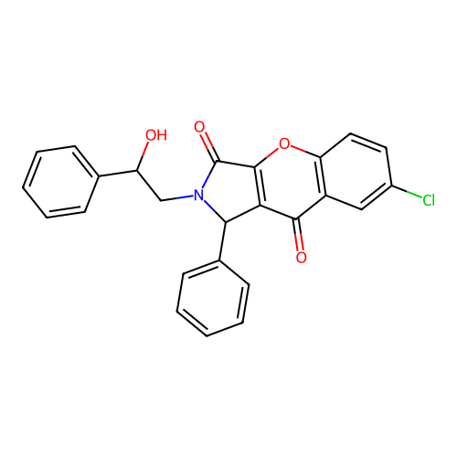 7-chloro-2-(2-hydroxy-2-phenylethyl)-1-phenyl-1,2-dihydrochromeno[2,3-c]pyrrole-3,9-dione structure