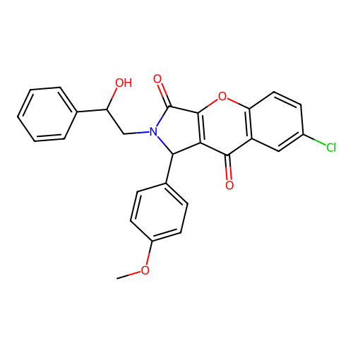 7-chloro-2-(2-hydroxy-2-phenylethyl)-1-(4-methoxyphenyl)-1,2-dihydrochromeno[2,3-c]pyrrole-3,9-dione structure
