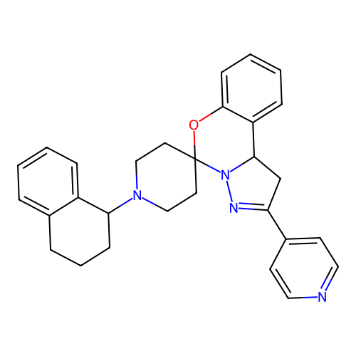 2'-(pyridin-4-yl)-1-(1,2,3,4-tetrahydronaphthalen-1-yl)-1',10b'-dihydrospiro[piperidine-4,5'-pyrazolo[1,5-c][1,3]benzoxazine] structure