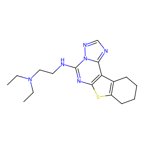 N,N-diethyl-N'-(8,9,10,11-tetrahydro[1]benzothieno[3,2-e][1,2,4]triazolo[1,5-c]pyrimidin-5-yl)ethane-1,2-diamine structure