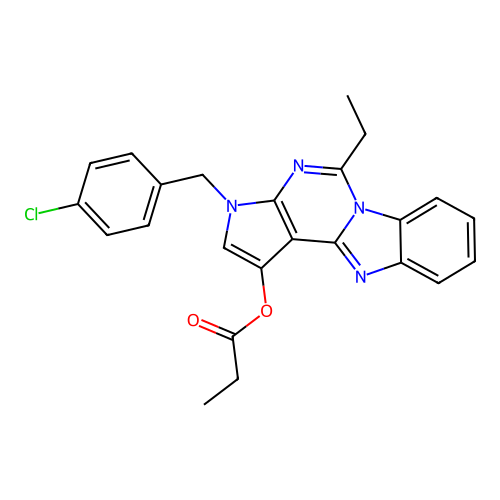 3-(4-chlorobenzyl)-5-ethyl-3H-benzo[4,5]imidazo[1,2-c]pyrrolo[3,2-e]pyrimidin-1-yl propionate structure