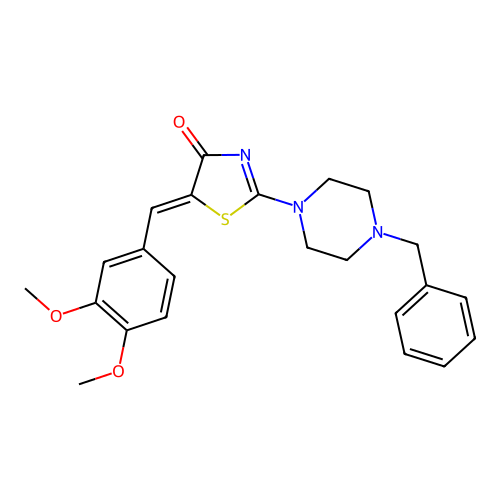 (Z)-2-(4-benzylpiperazin-1-yl)-5-(3,4-dimethoxybenzylidene)thiazol-4(5H)-one structure