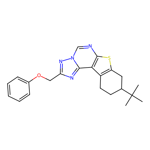 9-(tert-butyl)-2-(phenoxymethyl)-8,9,10,11-tetrahydrobenzo[4,5]thieno[3,2-e][1,2,4]triazolo[1,5-c]pyrimidine structure