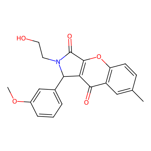 2-(2-hydroxyethyl)-1-(3-methoxyphenyl)-7-methyl-1,2-dihydrochromeno[2,3-c]pyrrole-3,9-dione structure