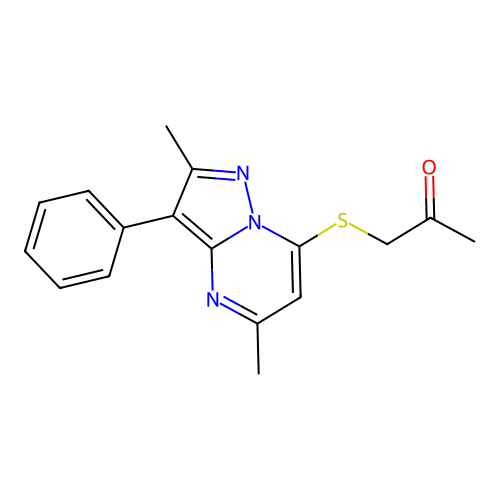 1-[(2,5-Dimethyl-3-phenylpyrazolo[1,5-a]pyrimidin-7-yl)sulfanyl]propan-2-one structure
