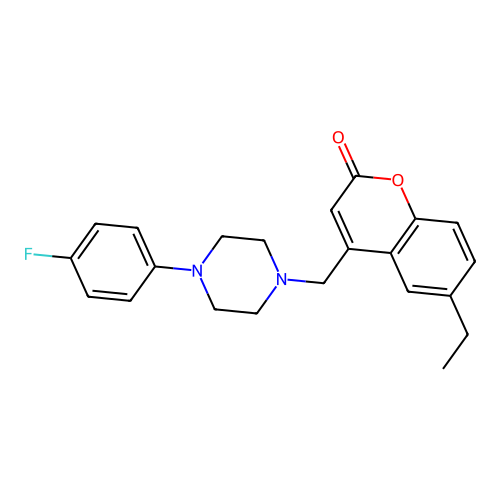 6-ethyl-4-{[4-(4-fluorophenyl)piperazin-1-yl]methyl}-2H-chromen-2-one structure