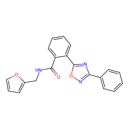 N-(furan-2-ylmethyl)-2-(3-phenyl-1,2,4-oxadiazol-5-yl)benzamide structure