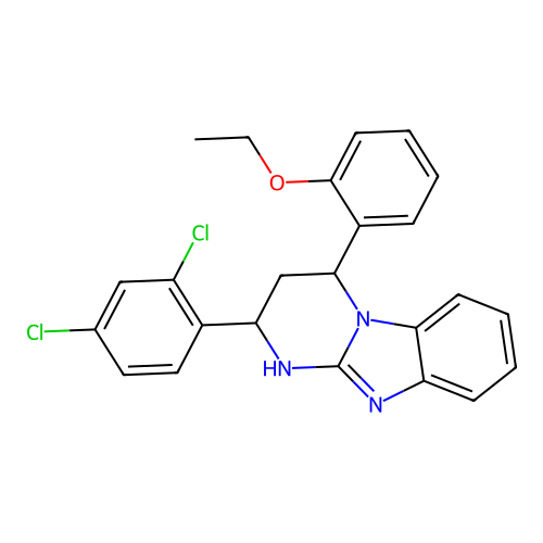 2-(2,4-dichlorophenyl)-4-(2-ethoxyphenyl)-1,2,3,4-tetrahydropyrimido[1,2-a]benzimidazole structure