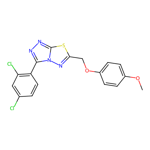 1-{[3-(2,4-dichlorophenyl)(1,2,4-triazolo[3,4-b]1,3,4-thiadiazolin-6-yl)]metho xy}-4-methoxybenzene structure