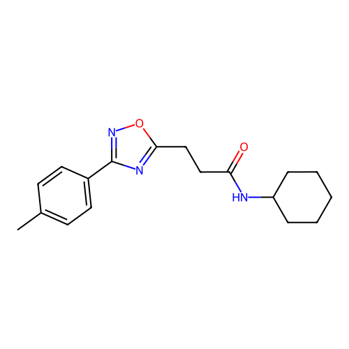 N-cyclohexyl-3-[3-(4-methylphenyl)-1,2,4-oxadiazol-5-yl]propanamide structure