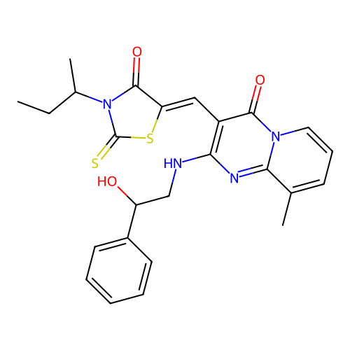 (Z)-3-(sec-butyl)-5-((2-((2-hydroxy-2-phenylethyl)amino)-9-methyl-4-oxo-4H-pyrido[1,2-a]pyrimidin-3-yl)methylene)-2-thioxothiazolidin-4-one structure