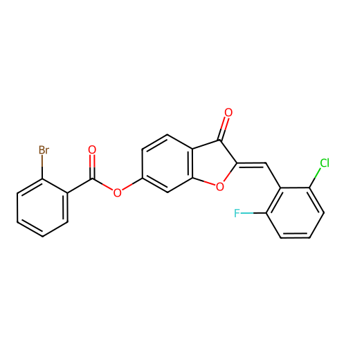 (2Z)-2-(2-chloro-6-fluorobenzylidene)-3-oxo-2,3-dihydro-1-benzofuran-6-yl 2-bromobenzoate structure