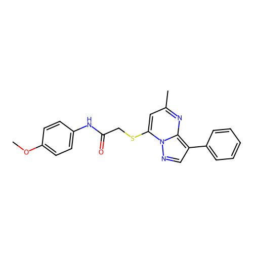 N-(4-methoxyphenyl)-2-(5-methyl-3-phenylpyrazolo[1,5-a]pyrimidin-7-yl)sulfanylacetamide structure