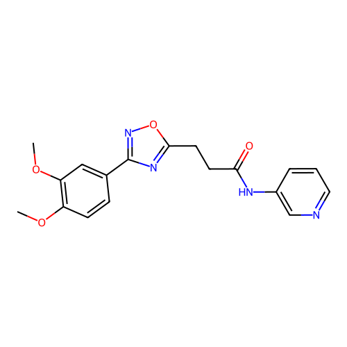 3-[3-(3,4-dimethoxyphenyl)-1,2,4-oxadiazol-5-yl]-N-(3-pyridinyl)propanamide structure