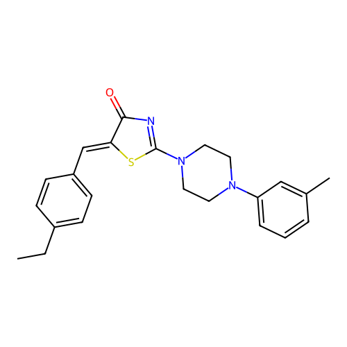 (5Z)-5-(4-ethylbenzylidene)-2-[4-(3-methylphenyl)piperazin-1-yl]-1,3-thiazol-4(5H)-one structure