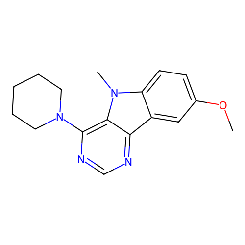 8-methoxy-5-methyl-4-(piperidin-1-yl)-5H-pyrimido[5,4-b]indole structure
