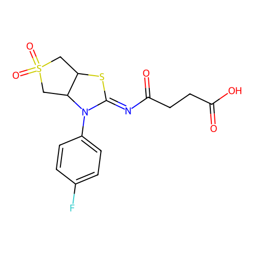 4-{[(2Z)-3-(4-fluorophenyl)-5,5-dioxidotetrahydrothieno[3,4-d][1,3]thiazol-2(3H)-ylidene]amino}-4-oxobutanoic acid structure