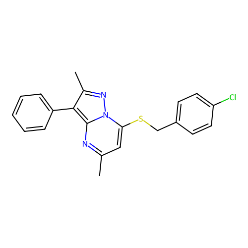 7-[(4-Chlorobenzyl)sulfanyl]-2,5-dimethyl-3-phenylpyrazolo[1,5-a]pyrimidine structure